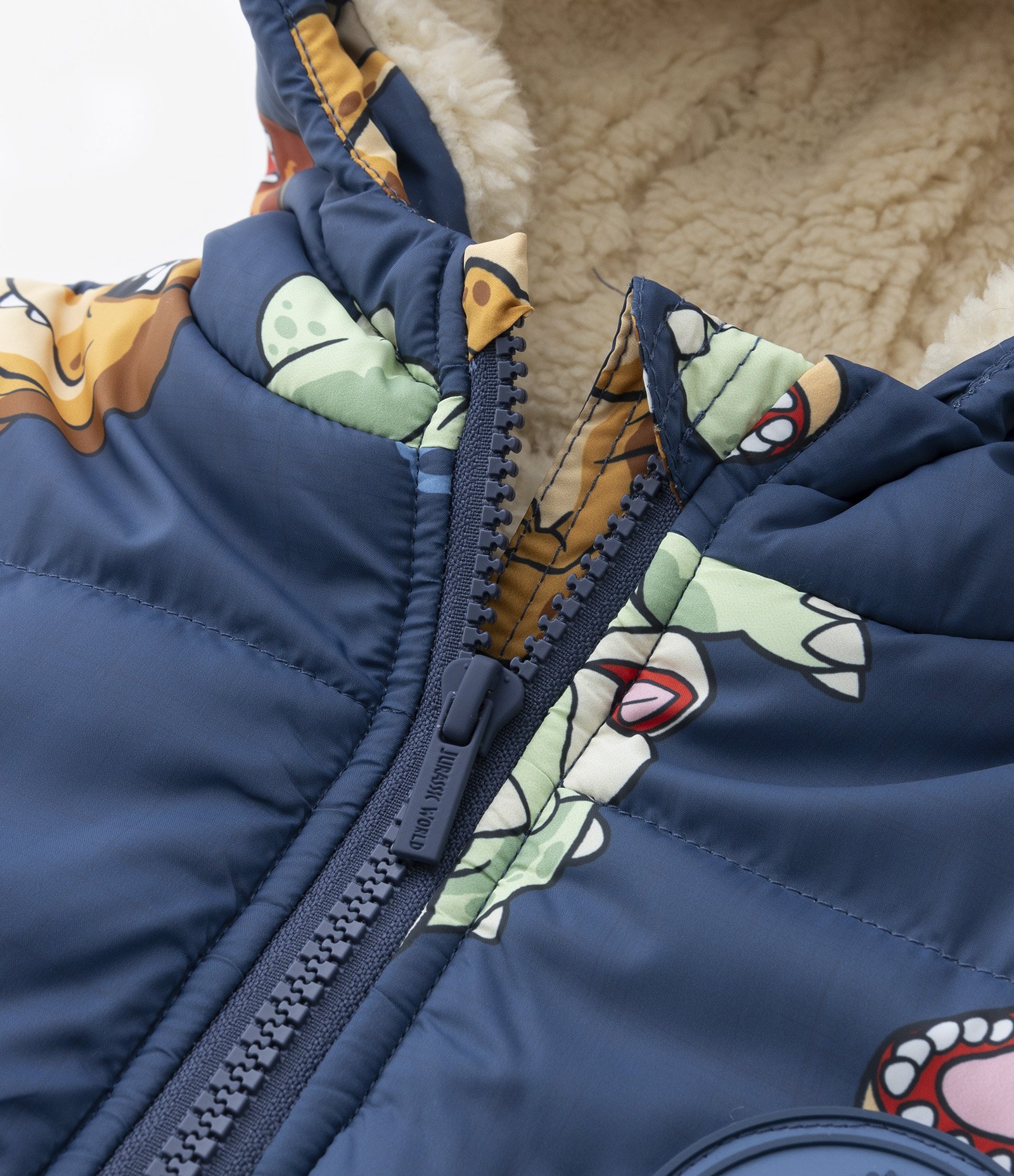 Jaqueta Puffer Infantil com Estampa Jurassic Bany com Forro em Sherpa - Tam 2 a 5 Anos Azul 5