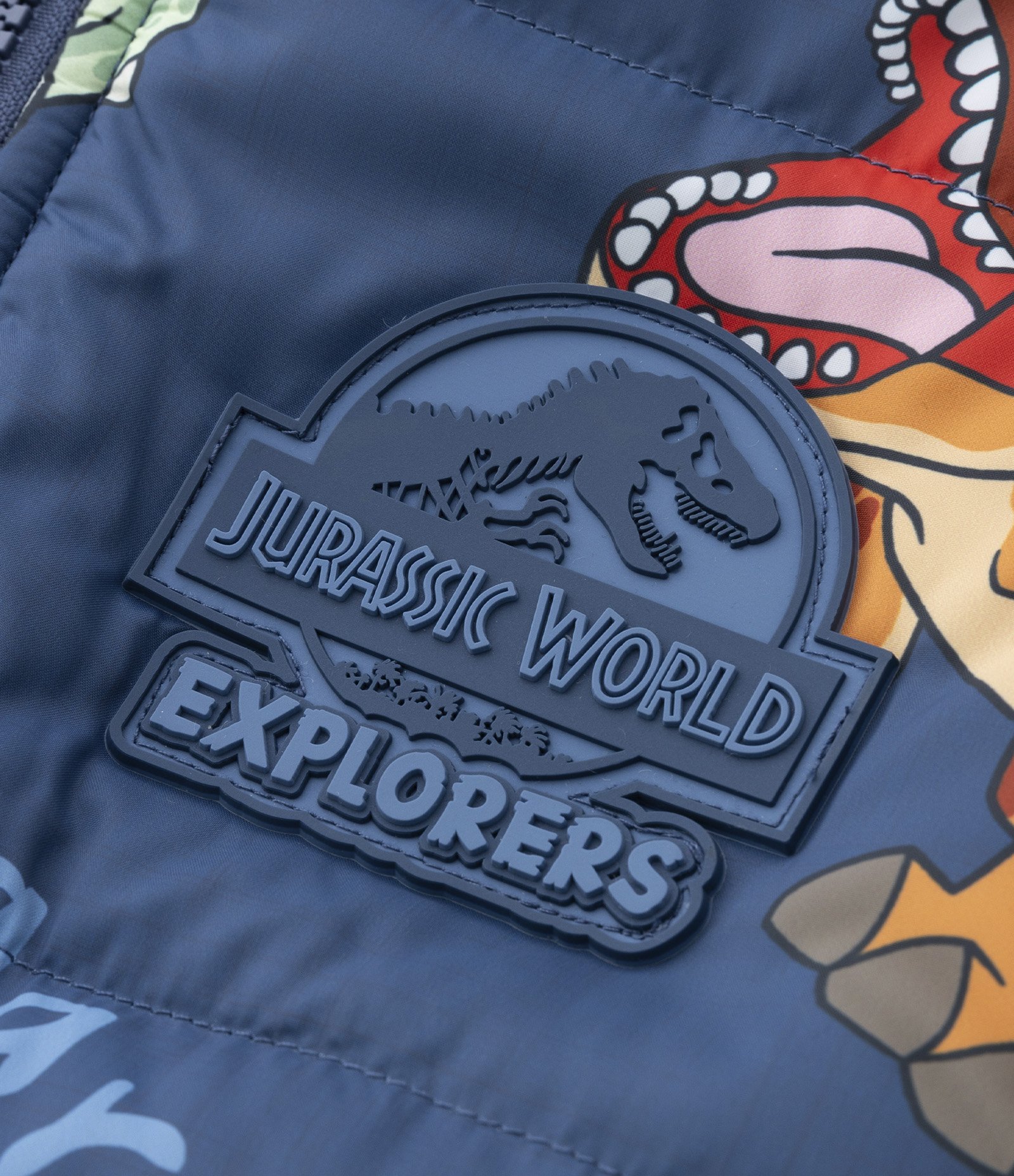 Jaqueta Puffer Infantil com Estampa Jurassic Bany com Forro em Sherpa - Tam 2 a 5 Anos Azul 6
