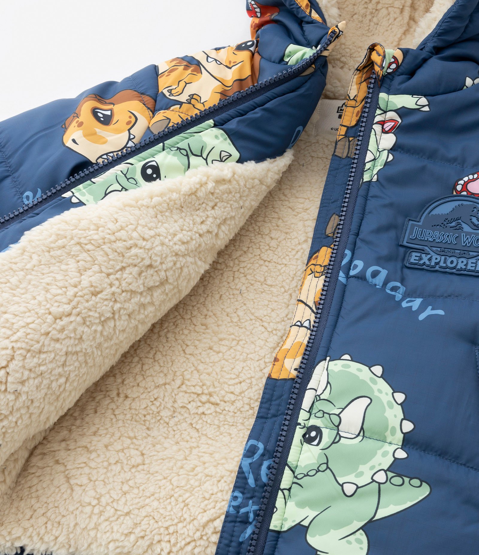 Jaqueta Puffer Infantil com Estampa Jurassic Bany com Forro em Sherpa - Tam 2 a 5 Anos Azul 7