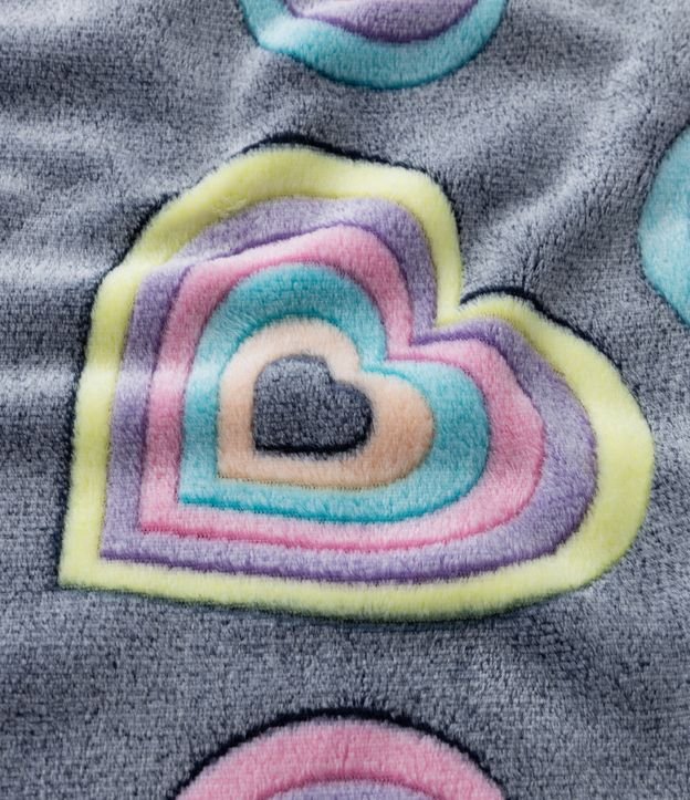 Pijama Longo em Fleece com Corações Estampados - Tam 05 a 14 Anos Azul 5