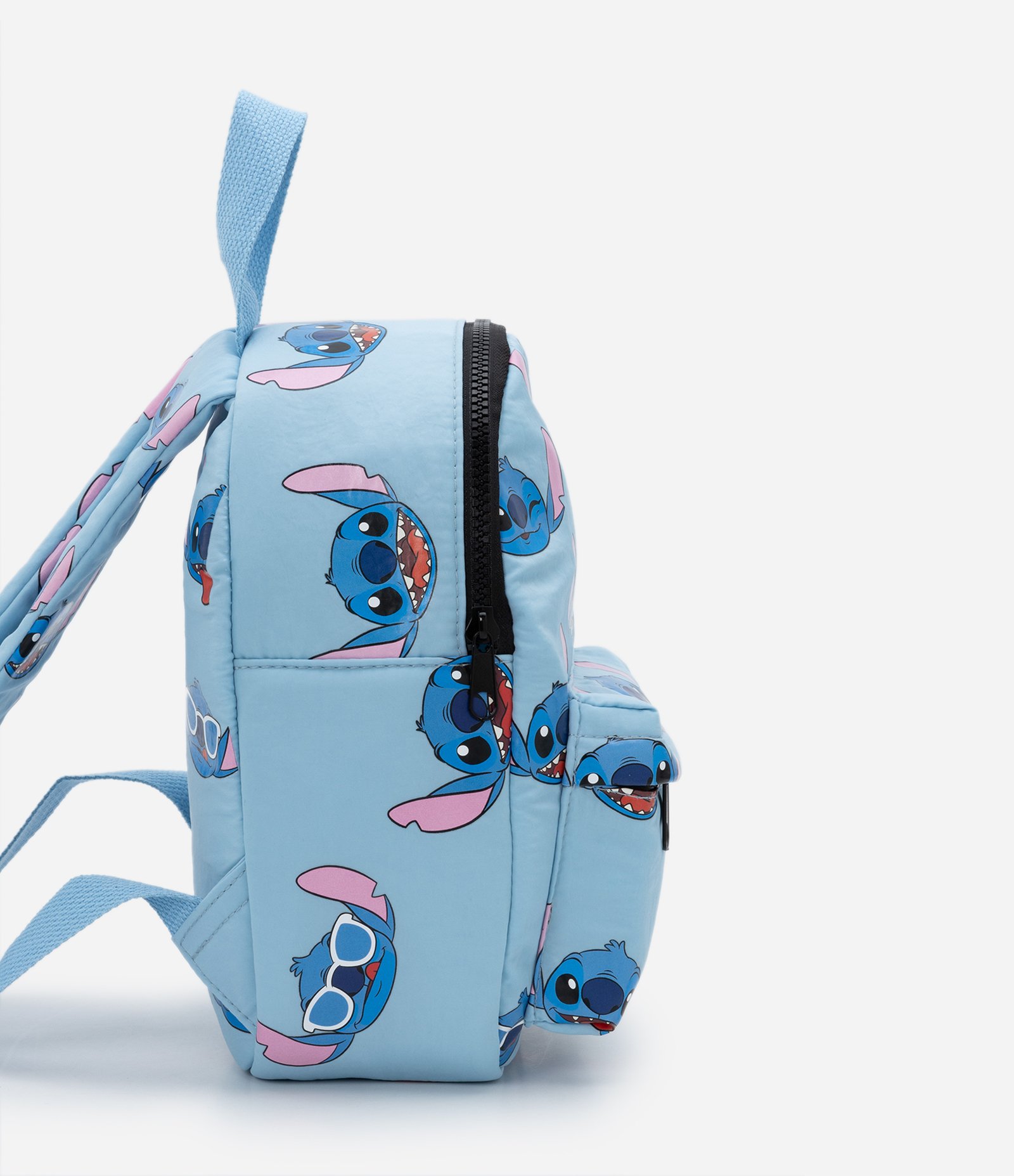 Mochila Infantil com Bolsinho Frontal e Estampa do Stitch - Tam U Azul 2