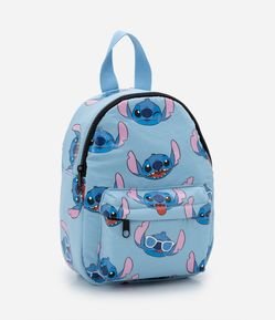 Mochila Infantil com Bolsinho Frontal e Estampa do Stitch - Tam U
