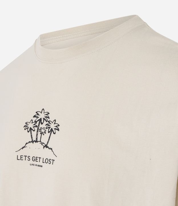 Camiseta Relaxed com Estampa Minimalista de Coqueiros e Lettering em Relevo Bege 6