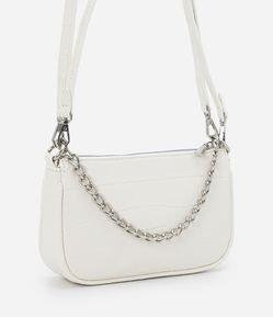 Bolsa Baguete com Alça de Corrente e Textura Croco