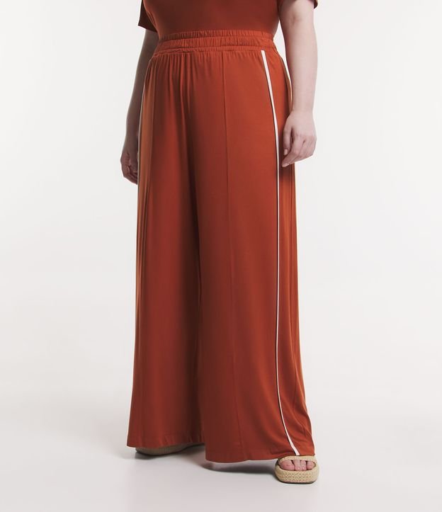 Calça Pantalona em Crepe com Viés Contrastante Curve & Plus Size Vermelho 2