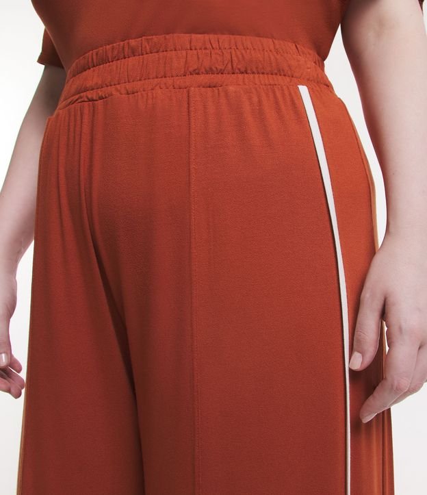 Calça Pantalona em Crepe com Viés Contrastante Curve & Plus Size Vermelho 4