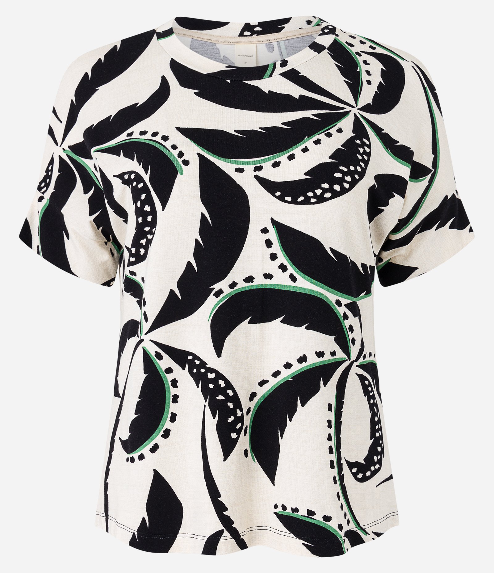 Camiseta Manga Curta em Viscose com Coqueiros Estampados Bege 6