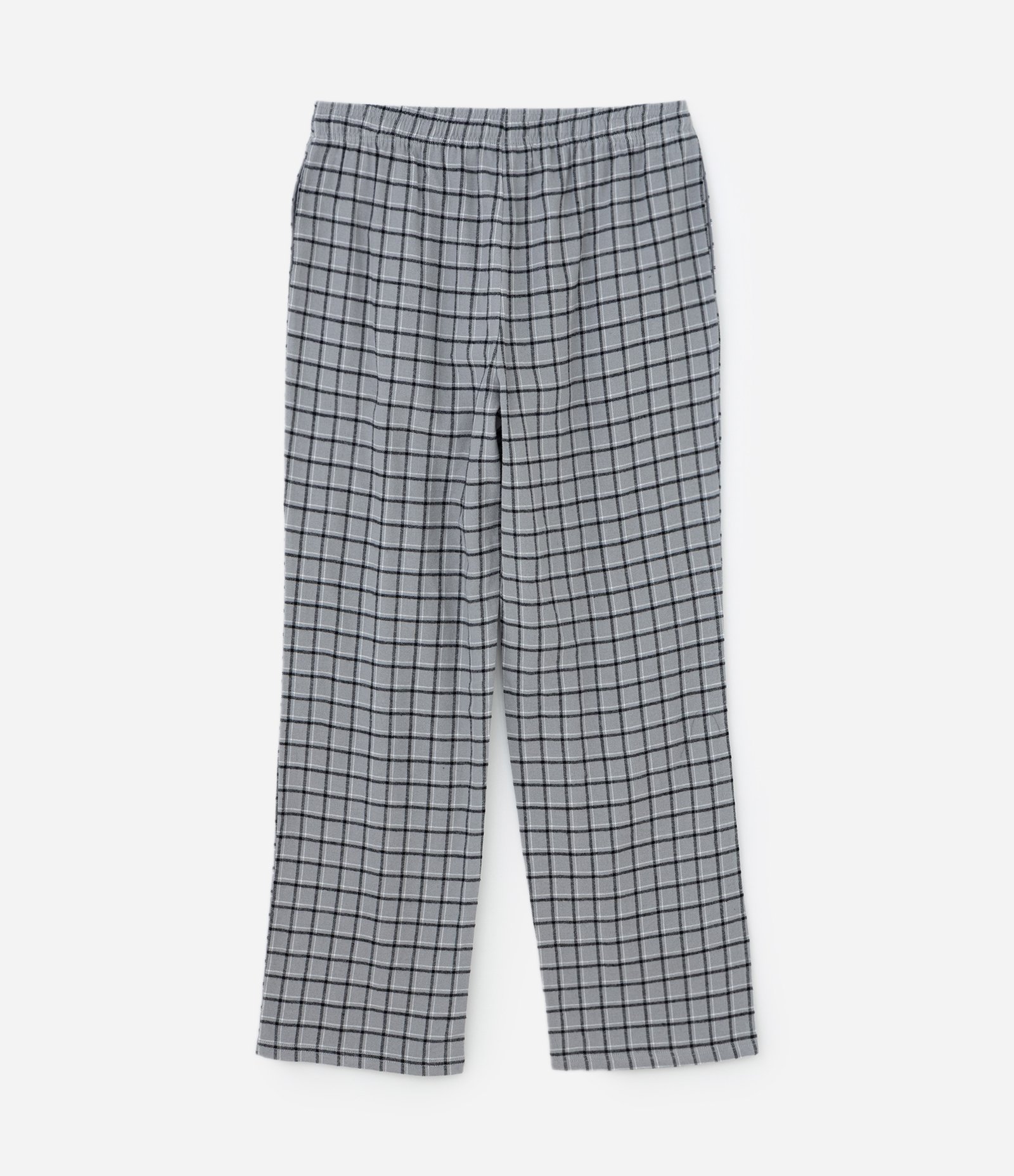 Calça de Pijama em Flanela Xadrez com Amarração Cinza 6