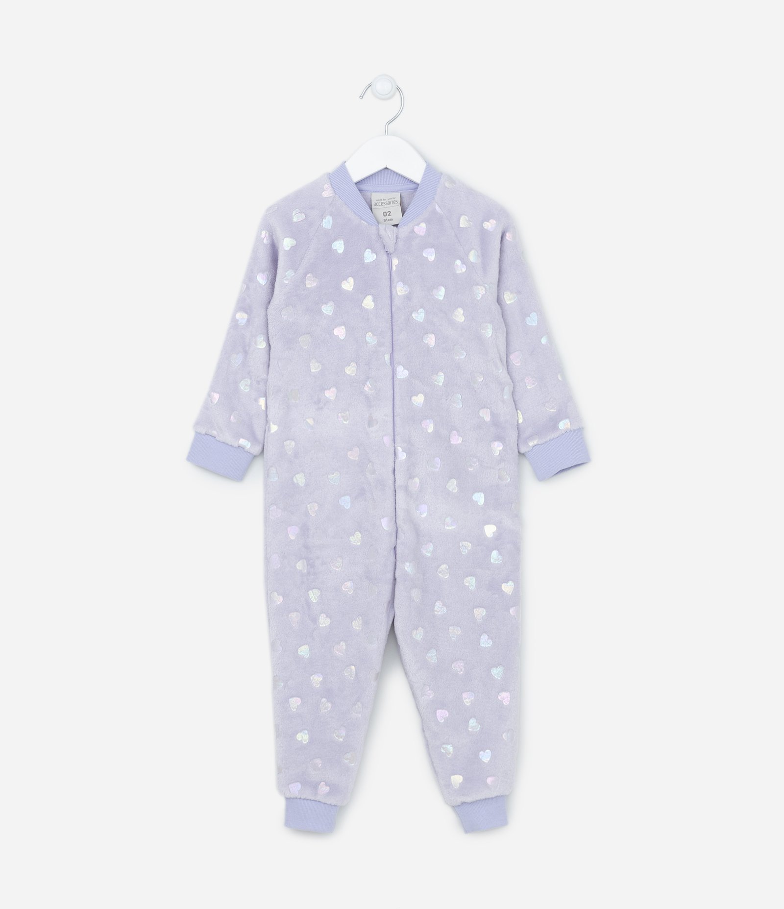 Pijama Jumper Infantil em Fleece com Bordadinhos de Coração - Tam 1 a 10 anos Roxo Lillás 1