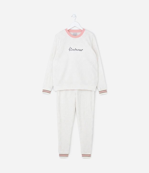 Pijama Infantil em Fleece com Detalhes em Glitter - Tam 5 a 14 anos Branco 1