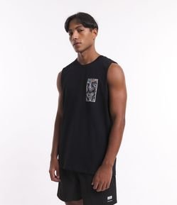 Regata Machão em Meia Malha com Estampa de Mapa