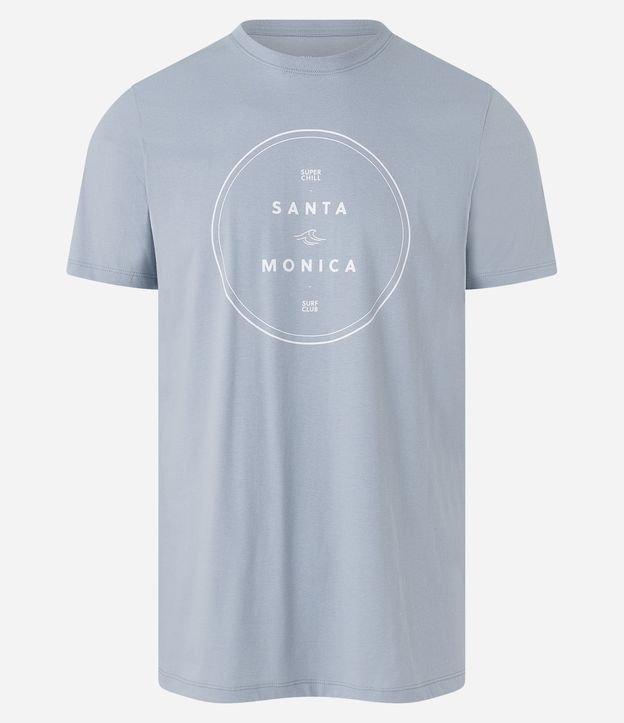 Camiseta Regular em Meia Malha com Estampa Santa Monica Azul Claro 5