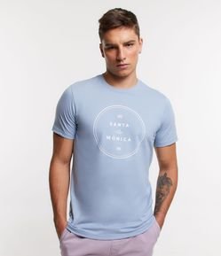 Camiseta Regular em Meia Malha com Estampa Santa Monica
