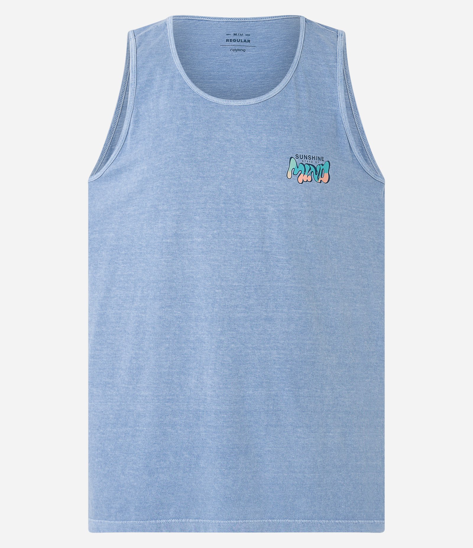 Regata Regular Estonada em Meia Malha com Lettering Gradiente Azul Bebê 6