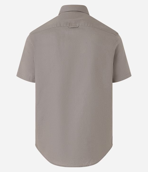 Camisa Comfort em Algodão com Bolso Frontal Castanho 6