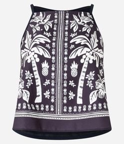 Blusa de Alça em Viscose com Estampa Tropical