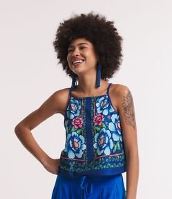 Blusa de Alça em Viscose com Estampa Floral