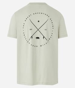 Camiseta Regular em Algodão com Lettering e Círculo de Ícones