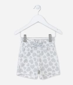 Bermuda Clochard Infantil com Estampa de Corações e Glitter - Tam 1 a 5 Anos