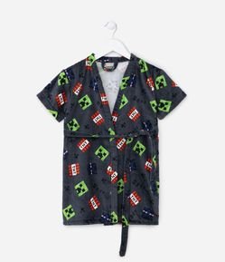 Roupão Infantil Atoalhado com Estampa do Minecraft - Tam P ao GG