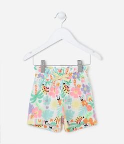 Short Clochard Infantil em Cotton com Estampa Tropical - Tam 1 a 5 anos