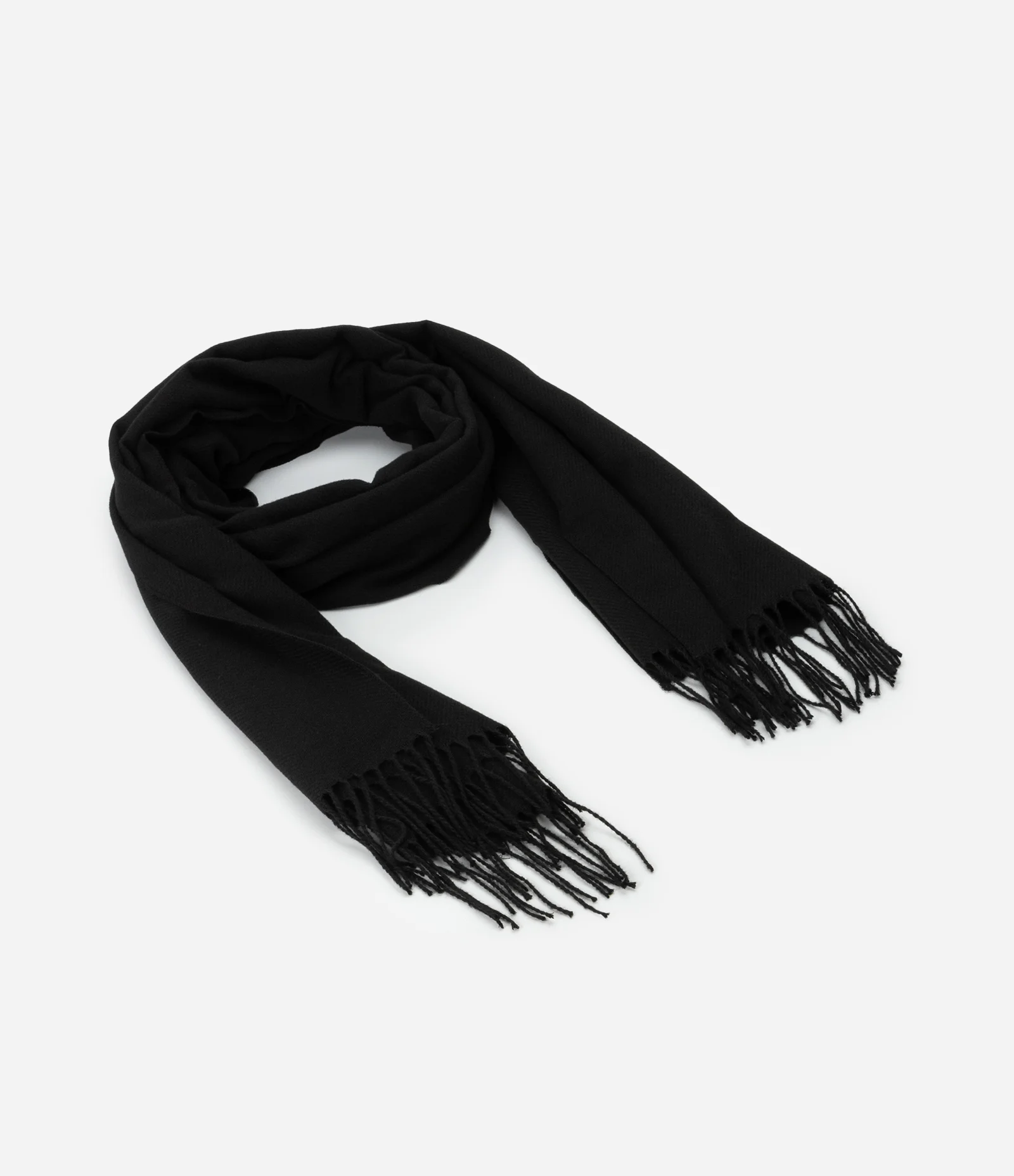 Cachecol Dupla Face em Tricô com Franjas nas Pontas Preto 2