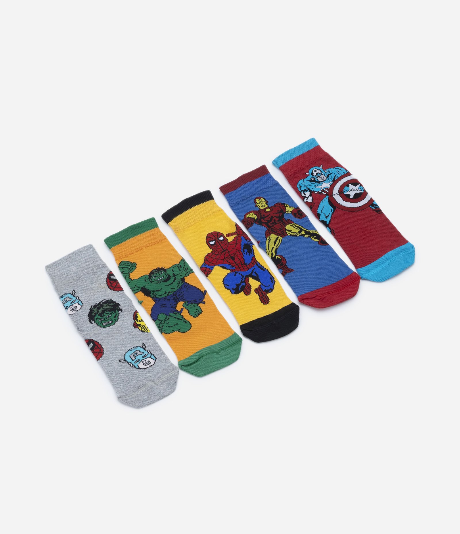 Kit 05 Pares de Meias Infantis com Estampa dos Vingadores - Tam 19/22 ao 31/34 Multicores 4