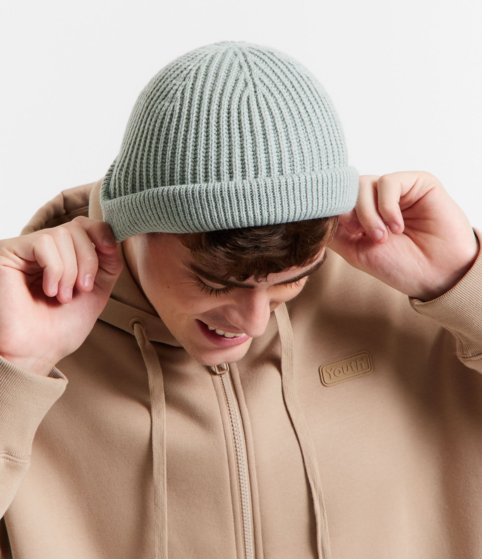 Touca Lenhador em Lã Acrílica com Dobra e sem Costura Verde Acizentado 1