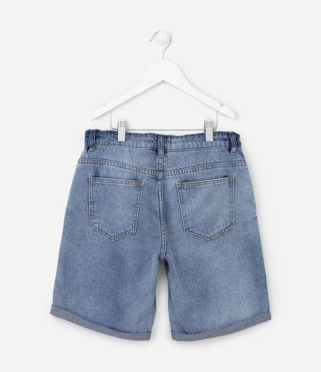 Bermuda Jeans Infantil com Barra Dobrada - Tam 5 a 14 anos Azul 3