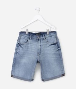 Bermuda Jeans Infantil com Barra Dobrada - Tam 5 a 14 anos
