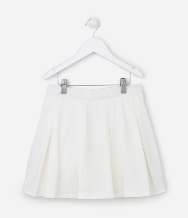 Short Saia Infantil em Cotton com Preguinhas - Tam 5 a 14 Anos
