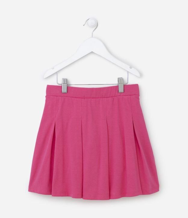 Short Saia Infantil em Cotton com Preguinhas - Tam 5 a 14 Anos