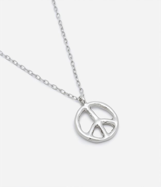 Colar Corrente em Metal com Pingente Símbolo da Paz