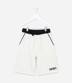 Bermuda Moletom Infantil com Estampa da Nasa - Tam 5 a 14 anos