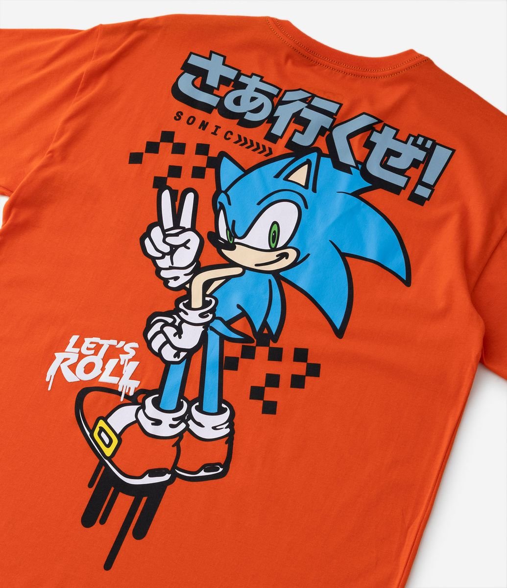 Camiseta Infantil Estampa Sonic - Tam 4 a 12 Anos Azul