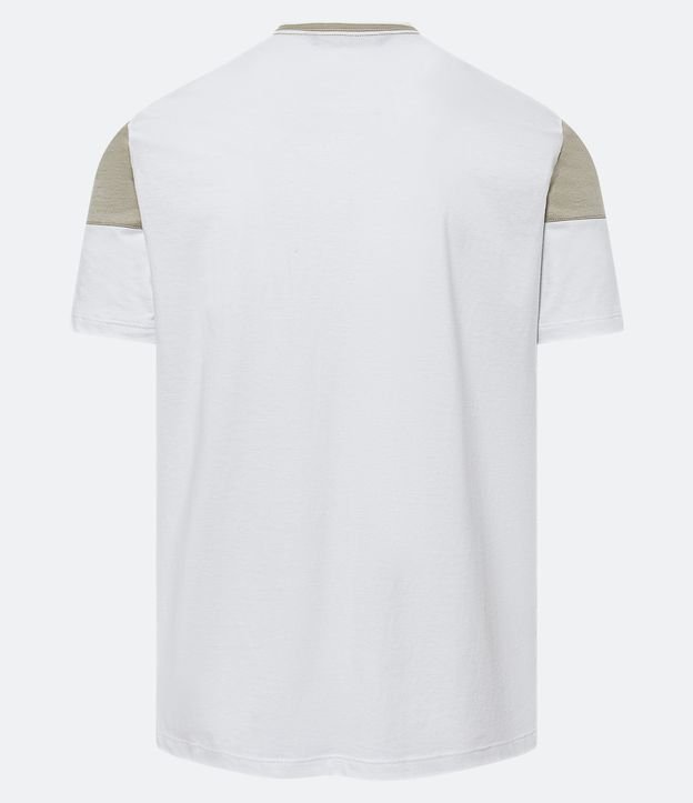 Camiseta Slim em Meia Malha com Lettering e Bloco de Cor Off White 7