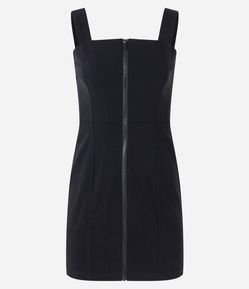 Vestido Curto em Bengaline com Zíper Frontal