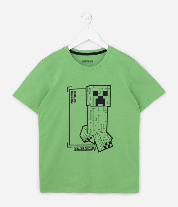 Camiseta Infantil com Estampa Minecraft - Tam 5 a 14 anos Verde 1