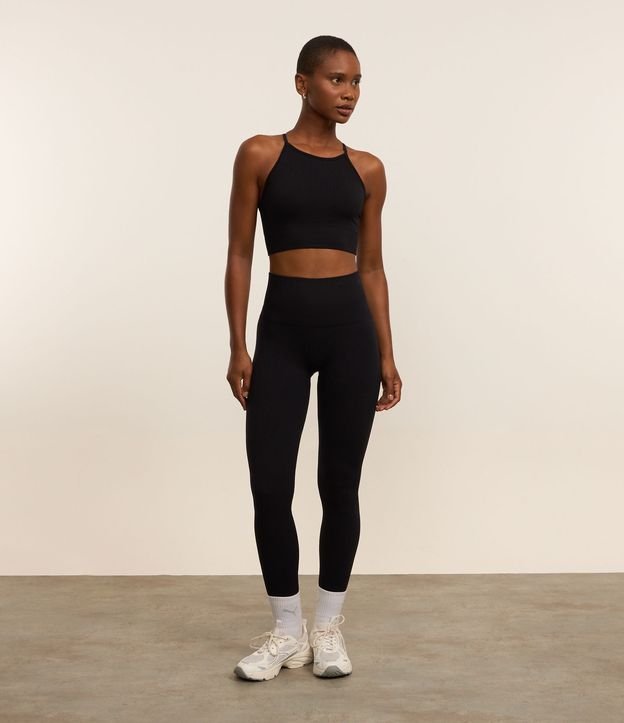 Calça Legging Esportiva com Textura Canelada e Sem Costura
