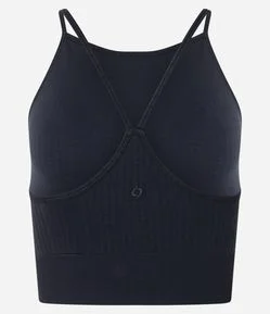 Top Esportivo em Poliamida com Textura Canelada sem Costura