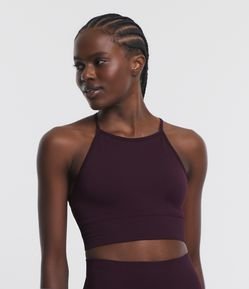 Top Esportivo em Poliamida com Textura Canelada sem Costura