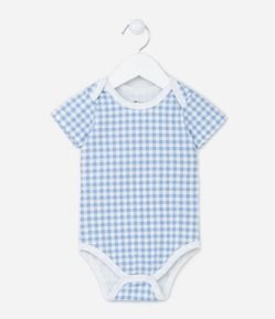 Body Infantil com Estampa de Xadrez Vichy - Tam 0 a 18 meses
