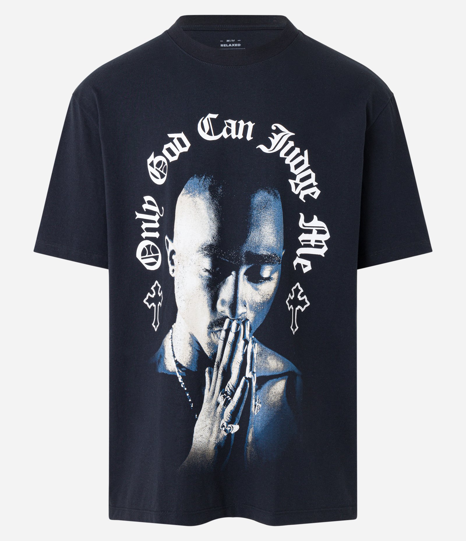 Camiseta Relaxed em Meia Malha com Estampa Tupac Preto 5