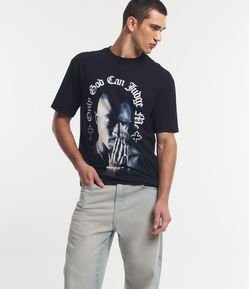 Camiseta Relaxed em Meia Malha com Estampa Tupac