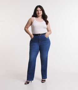 Calça Reta em Jeans com Elastano Curve & Plus Size