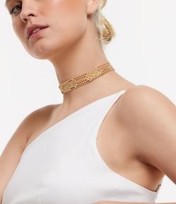 Colar Choker com Bolinhas de Metal