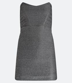 Vestido Curto em Meia Malha Metalizado com Decote Tomara que Caia