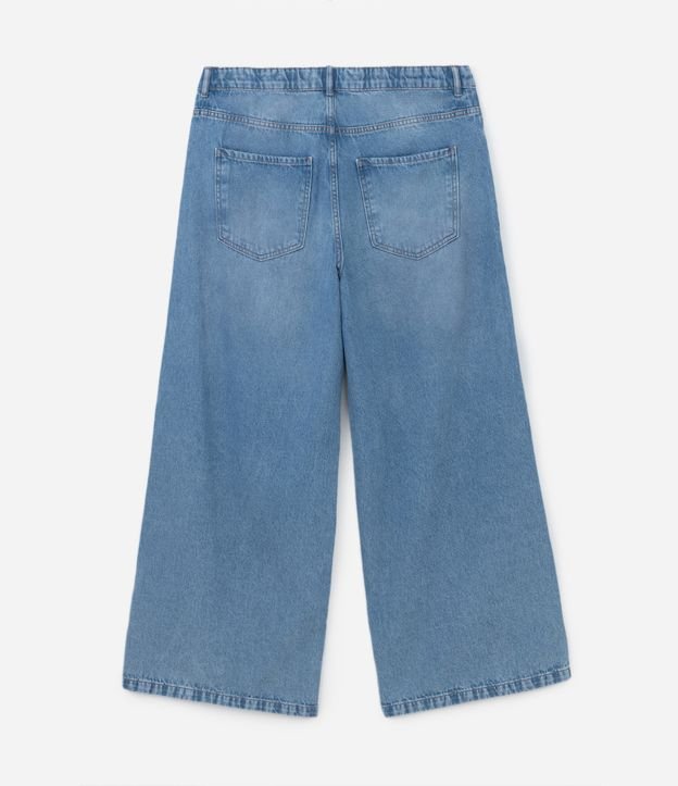 Calça Pantalona Jeans com Lavagem Marmorizada Curve & Plus Size Azul 7