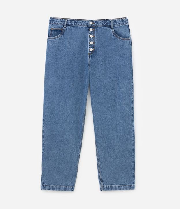 Calça Reta Anos 90 Jeans com Abotoamento Frontal Curve & Plus Size Azul 6