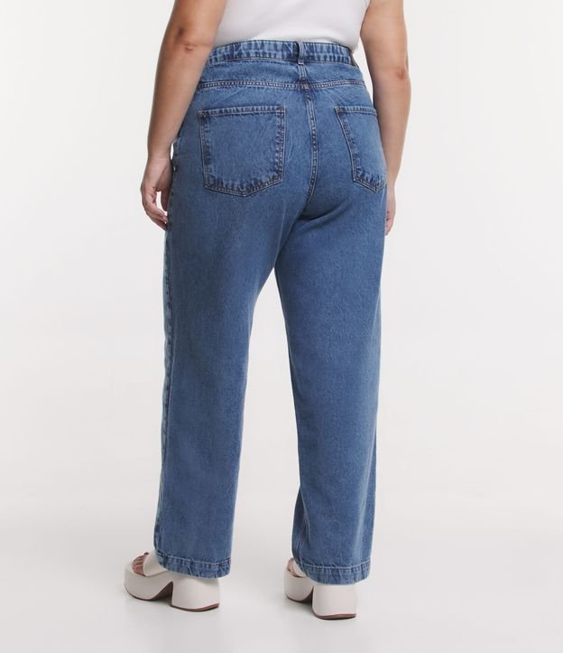 Calça Reta Anos 90 Jeans com Abotoamento Frontal Curve & Plus Size Azul 3
